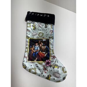 Friends TV Show Sitcom Christmas Stocking Black Faux Fur Trim And Blue Graphics